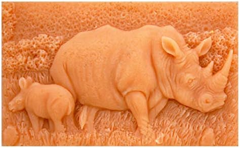 Moldes de silicona rinoceronte, rinoceronte familiar, molde de jabón de silicona, moldes para manualidades de animales de sabana africana, moldes de