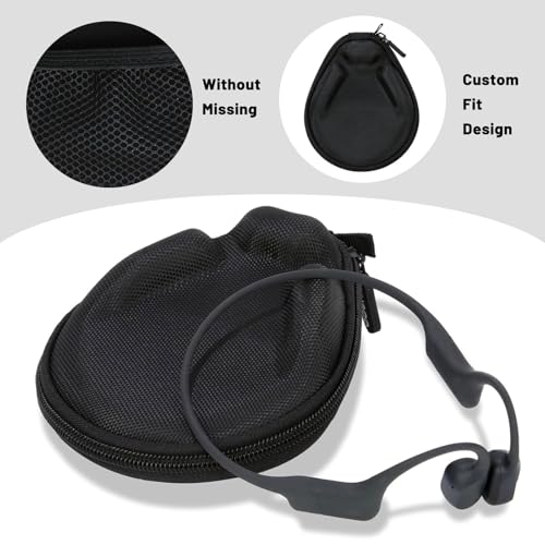Universele Etui voor Botgeleiding Koptelefoons, Hoofdtelefoon-Headset Etui compatibel met SHOKZ Nieuwe OpenRun Pro 2/Pro 2 Mini/OpenRun/OpenSwim Open-Ear Sportkoptelefoons (Zwart) - Afbeelding 6