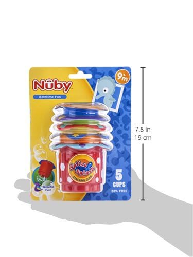 Nuby 5-Piece Splish Splash Stacking Cups Baby Bath Toy Splish Splash Cups image 6 of 8 B07B92XDP7