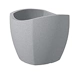 Scheurich Wave Globe Cubo 40, Pflanzgefäß/Blumentopf/Pflanzkübel, rund, Farbe: Stony Grey, hergestellt mit recyceltem Kunststoff, 10 Jahre Garantie, für den Außenbereich