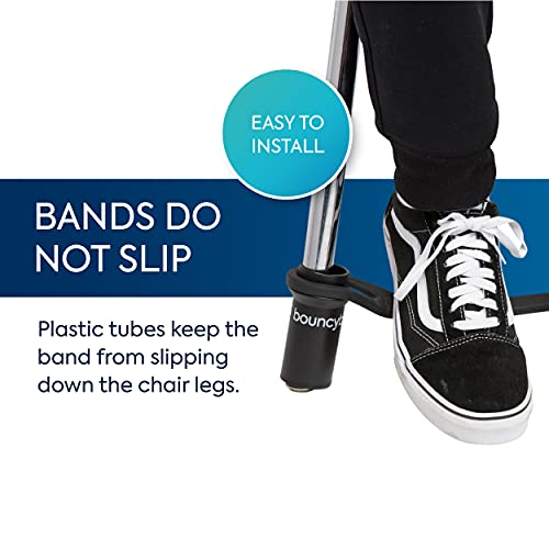 Image of Bouncyband Original Bouncy Bands for Chairs, Black, Pack of 10 -Chair Bands for 13 inch to 17 inch Wide Chair Legs with 1.5 inch Diameter Support Pipes - Silent Sensory Tool Increases Focus & Relieves Stress