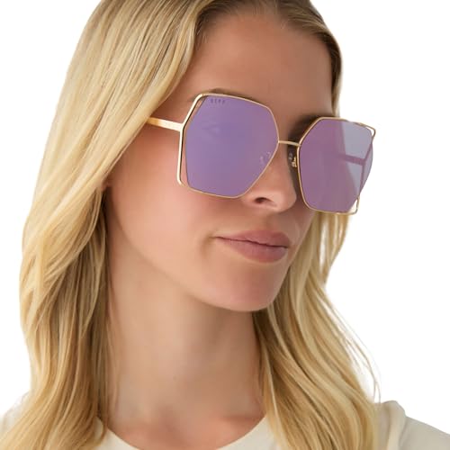 DIFF Donna IV Oversized geometric sunglasses for women UV400, Gold + Taupe Mirror4