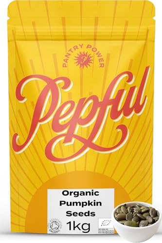 Pepful Organic Pumpkin Seeds 1kg - Raw Premium & Natural Snack - Vegan Whole Food - Baking & Trail Mix Seeds
