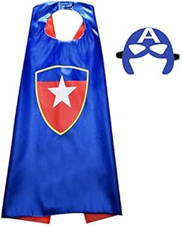Hapyshop Kids Dress Up Superhero Capes , Superhero Costume with Eye Masks Halloween Gifts for Kids 3 4 5 6 7 8 9 + Years Old Boys Girls Fancy Dress Up Cosplay ( Captain America Capes), Blue, 26.8inch