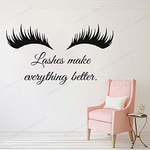 Preisvergleich Produktbild JXAA Wimpern Zitat Wimpern Machen Alles Besser Wandtattoo Wohnkultur Wohnzimmer Wimpern Wimpernverlängerung Vinyl 42x73cm
