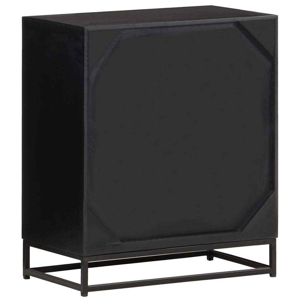Buffet 60 x 35 x 70 cm en bois massif de mangue, commode, noir