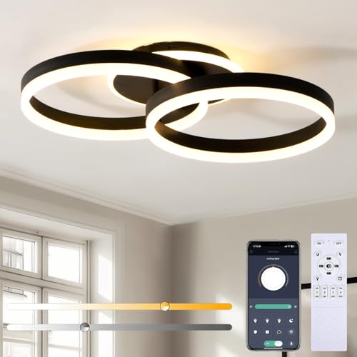Plafonnier LED dimmable pour chambre et salon avec télécommande et température réglable