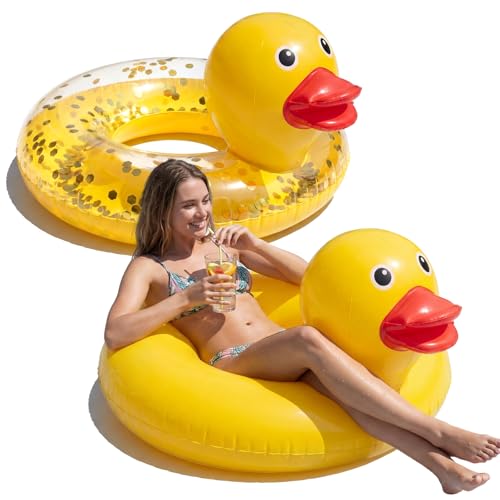 Hungdao 2 Pcs Funny Duck Pool Floats 39.4'' Adults Large