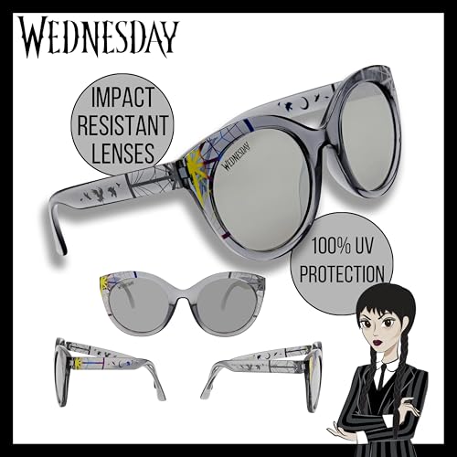 Sun-Staches Kids Wednesday Addams Sunglasses Stylish, Comfortable & Durable UV-Protective Girls Glasses With Soft Carrying Case - Officially-Licensed Wednesday Addams Gifts2