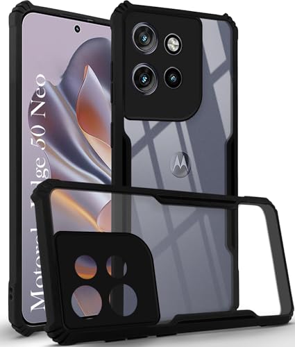 Image of Jkobi Back Cover Case for Motorola Moto Edge 50 Neo (Shockproof with Polycarbonate Clear Panel | Professional Black)