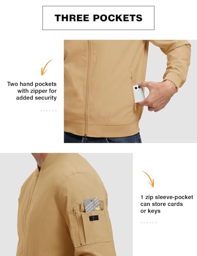 Image of TBMPOY Men's Lightweight Bomber Jackets Light Windbreaker Casual Stylish Fall Golf Zip Up Dress Business Varsity