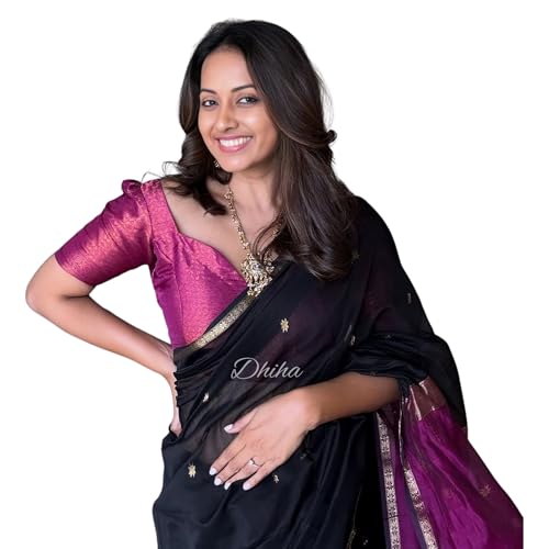 Image of Original Maheswari Cotton Silk Saree for Women | Kanjivaram Pure Silk Cotton Sari with Blouse | Zari Work | Tassels | Handloom Weave