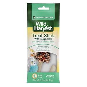Wild Harvest Treat Stick with Tough Core for Small and Medium Birds, 1 oz Count, 100% Edible Interactive Treat and Toy Made with Rawhide Prepared Especially for Birds