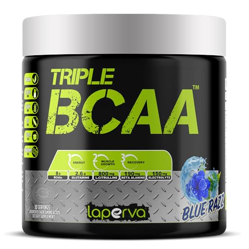 Laperva Triple BCAA - 30 Servings - Pure Branched Chain Amino Acid Zero Fat Zero Carbs and Zero Sugar BCAA Amino Acid (30 servings Blue Razz)