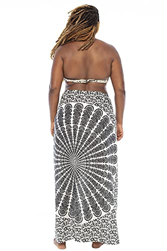 Back From Bali Womens Plus Size Sarong Swimsuit Cover Up Peacock Beach Wear Bikini Wrap Skirt with Coconut Clip2