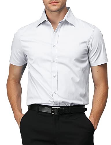 H2H Mens Slim Fit Short Sleeve Botton Down Shirts Casual Business Uniform