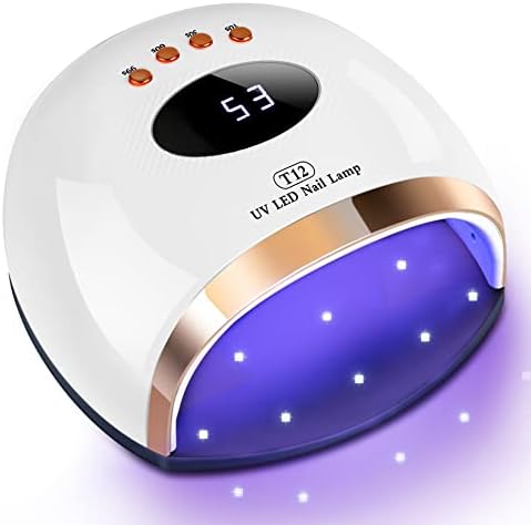 UV LED Nail Lamp, 158W Fast Gel Nail Light for Gel Polish, Professional Curing with 45 Lamp Beads, LED Gel UV Nail Dryer with 4 Timer Setting Auto Sensor for Fingernail and Toenail Home Salon Use