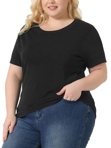 Image of Agnes Orinda Plus Size Women's Pullover Sweaters Soft Tops, Short Sleeves