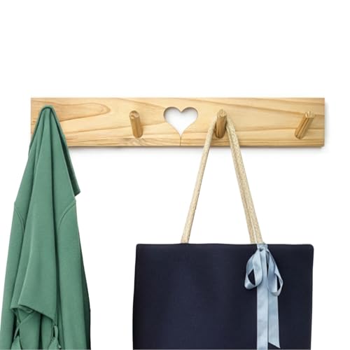 NoziDesign Percheros pared madera natural para recibidores de entrada – perchero entrada recibidor con 4 ganchos, coat rack, colgador ropa, perchero recibidor resistente y duradero