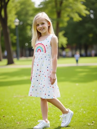 Girl 3 Packs Summer Dress Sleeveless A Line Swing Tiered Dresses Cute Sundress 4-12Y3