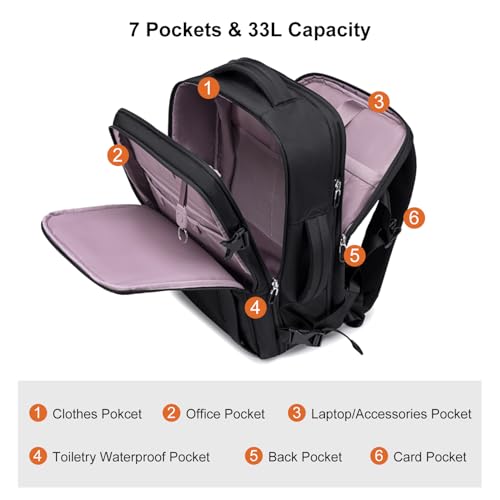 Image of Chantria by Arcitc Hunter Travel Backpack for Women 33L Large Laptop Backpack Expandable Clothes Pocket Waterproof Toiletry Pouch 180 Opening Multi-function 2 in 1 Office Backpack