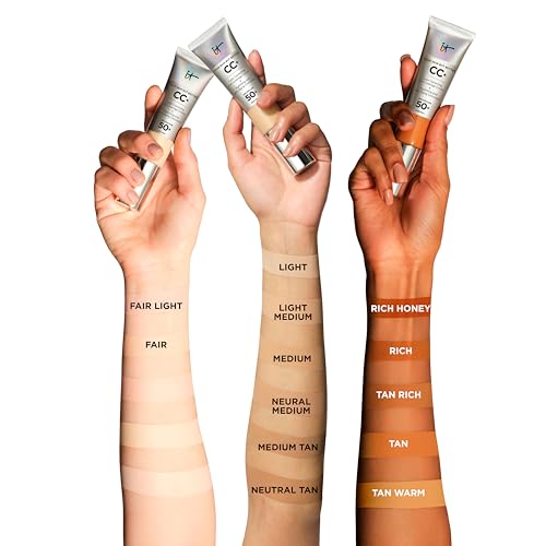Image of IT Cosmetics CC+ Cream - Natural Full Coverage Foundation With SPF 50+, Color Corrector & Anti-Aging Hydrating Serum, Hyaluronic Acid + Peptides, Lightweight Up To 24H Wear, All Skin Types