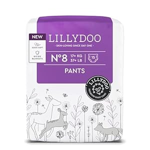 LILLYDOO Baby Windeln Pants - Größe 8 (17+ kg), 15 Höschenwindeln, Sicherer Auslaufschutz - Hautfreundlich, Weich & Ohne Lotionen für empfindliche Haut, Dermatologisch getestet