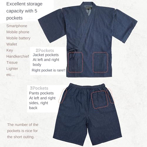 Edoten Jinbei denim men's 4.5 oz light denim fabric (cotton 100%) soft yarn-dyed fabric oversize4