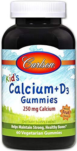 Carlson - Kid's Calcium + D3 Gummies, 250 mg Calcium, Strong Healthy Bones