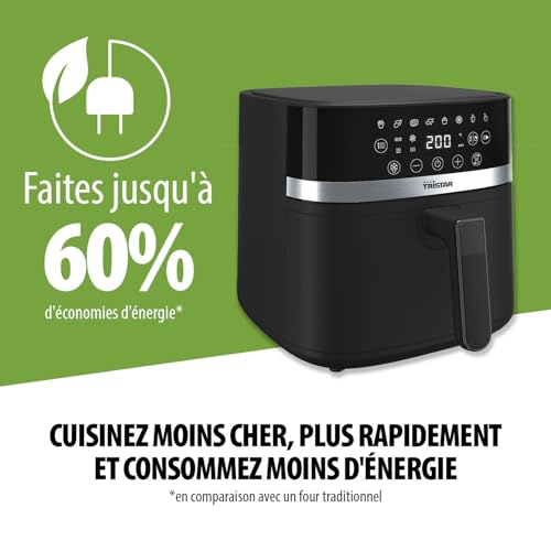 Tristar Friteuse à Air Numérique, Capacité 6L, 8 Programmes, Écran Tactile LED, Préchauffage, Rappel Agitation, Revêtement sans PFAS, Arrêt Auto, Facile à Nettoyer, 1700W, FR-9416 – Image 5