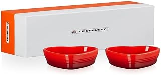Le Creuset Juego de 2 ramequinas de corazón en cerámica, 350 ml cada uno, color cereza 79082300600000