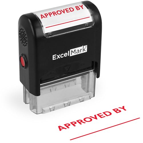 ExcelMark Approved by - Self-Inking Rubber Stamp - A1539 Red Ink