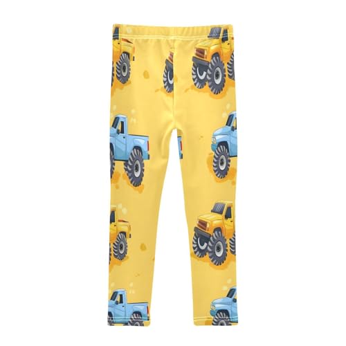 Bolaz Toddler Girls Leggings Printed Yoga Pants Leggings Blue Yellow Monster Truck for Kids2