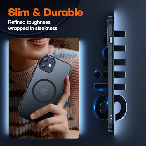 Image of TAURI for iPhone 12 Pro Case / 12 Case, Compatible with MagSafe Matte Black | with Screen Protector, Not-Yellowing Military-Grade Protection, Shockproof Slim Magnetic Case for iPhone 12 / 12 Pro