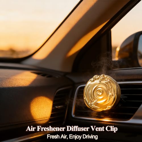 Image of Car Air Freshener Diffuser Vent Clip, Aroma Diffuser Refills, Aromatherapy Diffusers for Fragrance Car Accessories Decoration, Gift for Women Men Dad Mom (Gold)