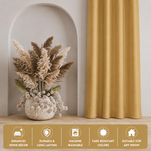 Image of LaVichitra 2 Pieces Solid Premium Blackout Curtains - Thermal Insulated, 3 Layered, 100% Opaque Window - 4 feet, Beige