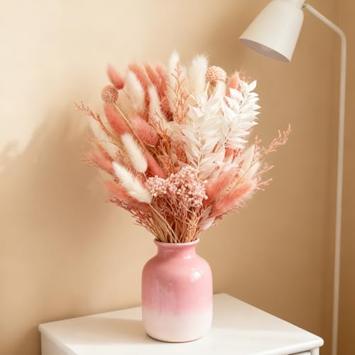 Ramo artesanal Pink Bunny Tails 43 cm flores secas miniatura 3