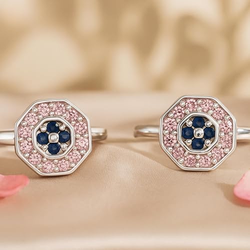 Image of SATKOTI 925 Silver Toe Rings for Women | Adjustable Pure Metal Bichiya with AAA Quality CZ Stone| BIS Hallmarked Jewelry with Authenticity Certificate | Pair of 2 Metti