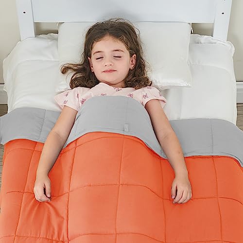 Image of yescool Weighted Blanket (7 lbs, 41 inch x 60 inch, Orange) Cooling Heavy Blanket, Perfect for 60-90 lbs, Breathable Throw Blanket Gifts with Premium Glass Bead, Machine Washable
