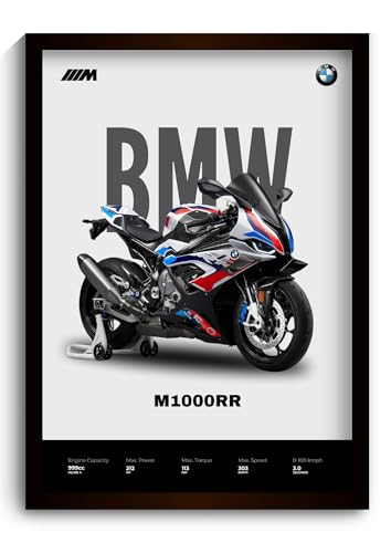 Image of BMW M1000RR Poster | Superbike BMW Framed Poster | Framed Matt Superbike | Bike Posters A3 Size (31 x 23 cm) | Motorrad Bikes Posters for Wall, Home, Bedroom, Living room decoration (F 021)