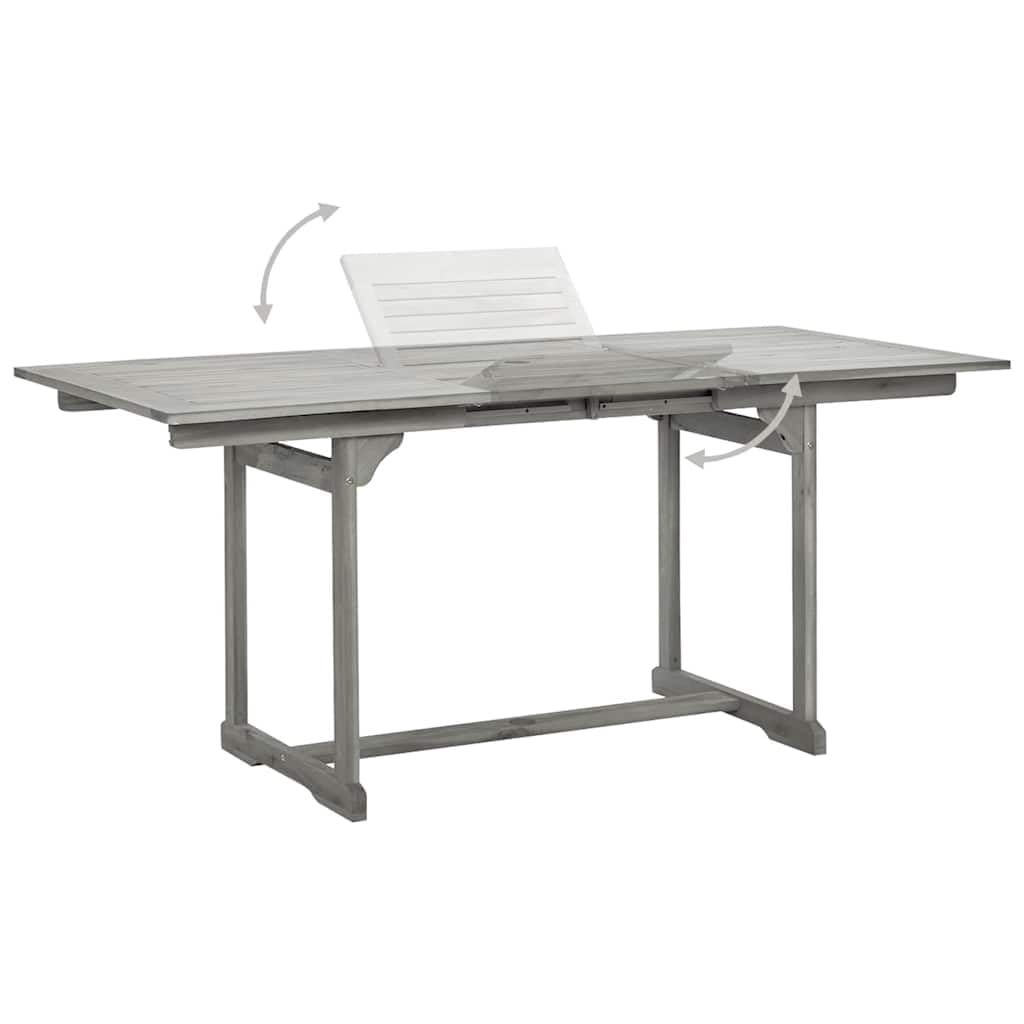 Wysuwany stół ogrodowy z litego drewna akacjowego 120-170 x 80 x 75 cm, stół drewniany, taras, stół do jadalni, do ogrodu, do użytku na zewnątrz