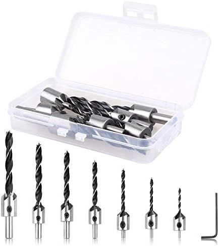 7Pcs Countersink Drill Bit(3-10mm),High-Speed Steel Drill Adjustable Carpentry Reamer Drill Bit Set with One Hex Key Suitable for Wood DIY Drilling Holes