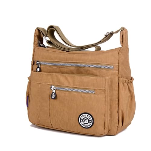 Bolsa Feminina Nylon Transversal Multi Uso Regulável Espaçosa Moderna Impermeável (BEGE)