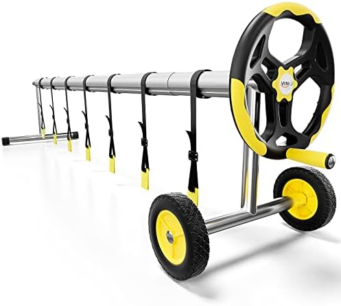 VINGLI Pool Cover Reel Set 18 Feet Pool Solar Cover Reel for Inground Swimming Pool, Aluminum Solar Swimming Inground Cover Blanket Reel (Upgrade)