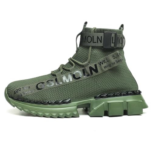 Image of Jakcuz Men's High Top Sneakers Plus Size Breathable Gym Athletic Running Walking Tennis Comfortable Fashion Platform Shoes