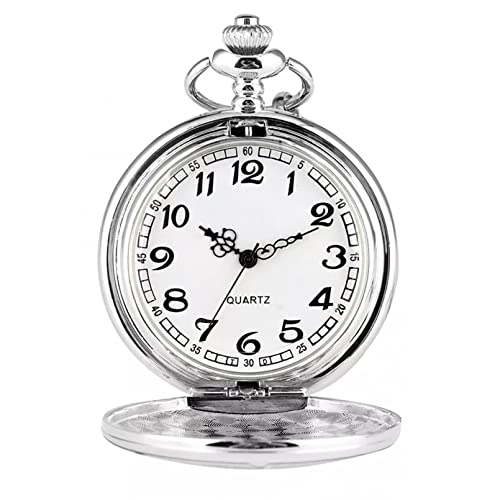 CNBPIC Retro Clip Fivela Corrente Quartzo Pocket Watch Polimento Pingente de Prata Pocket Clock Gift