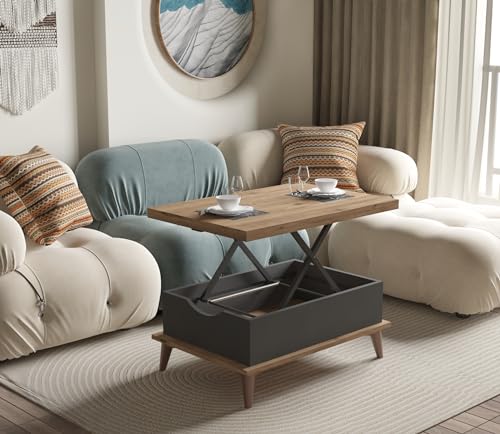 Sand-Lift Top Coffee Table Extendable Convertible Design Up to 6 Person 7 Sand-Lift Top Coffee Table Extendable Convertible Design Up to 6 Person - Image 7