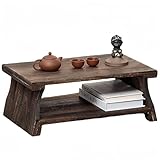NONGZUAN Folding Floor Table,Meditation Tables Altar,Small Coffee Table,Japanese Altar Tables,Hand Carved Natural Brown Wood Small Puja Table, IT is 20 Inches (L),11.6 Inches (W), 8.5 Inches (H)