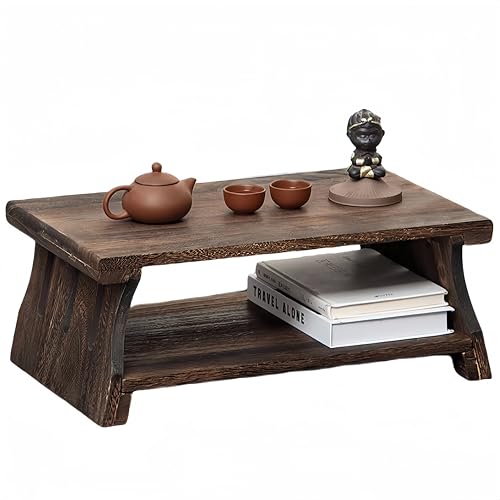 NONGZUAN Folding Floor Table,Meditation Tables Altar,Small Coffee Table,Japanese Altar Tables,Hand Carved Natural Brown Wood Small Puja Table, IT is 20 Inches (L),11.6 Inches (W), 8.5 Inches (H) by NONGZUAN - Used condition - US$49.17
