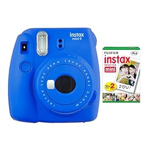 Fujifilm Instax Mini 9 Instant Camera (Cobalt Blue) with Film Twin Pack Bundle (2 Items)